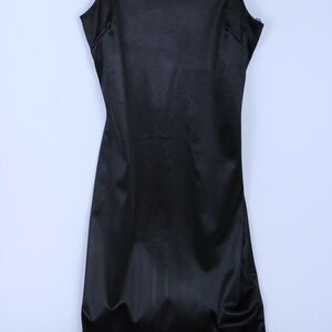 0313-Popular 21 Black Satin Slip Dress | Size L